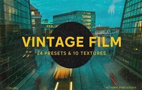 Vintage Film 34个复古胶卷电影灰尘划痕纹理包+Lightroom预设