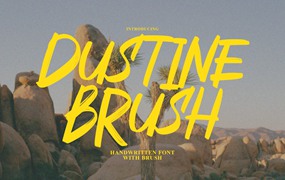 英文字体：复古邀请函包装海报标题设计手写毛笔英文字体 Dustine Brush Font