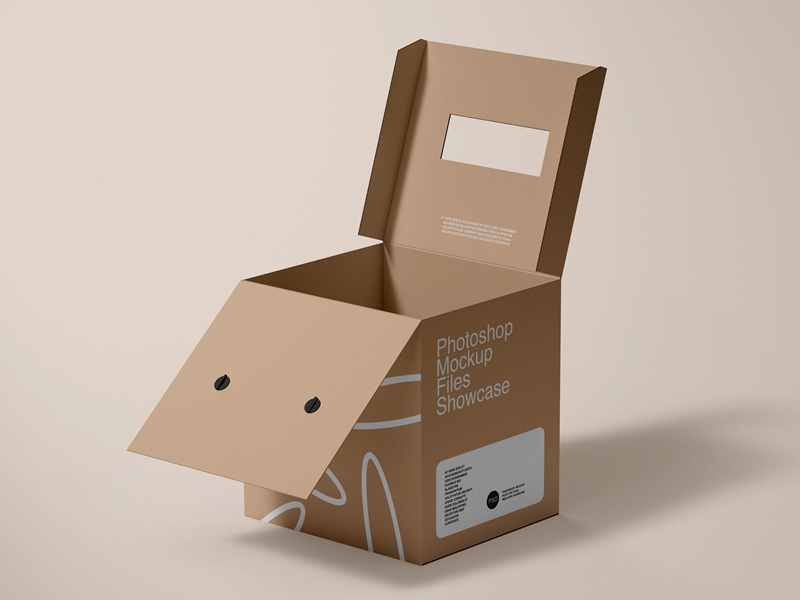6款正方形手提纸箱包装纸盒贴图样机展示PSD模板 样机素材 第1张