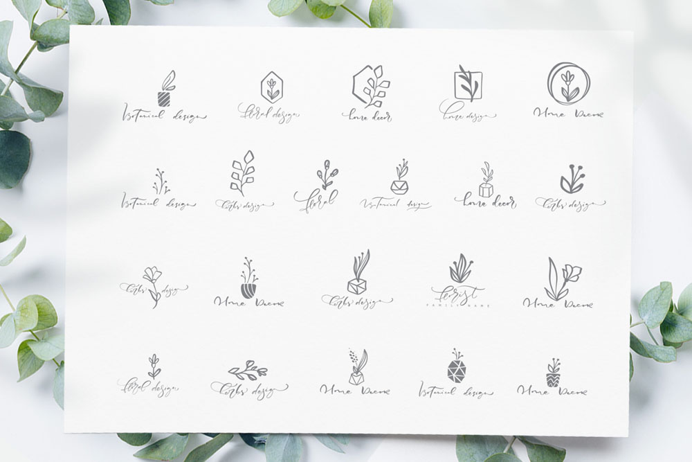 40款手绘植物花卉徽标图标矢量素材 图片素材 第3张