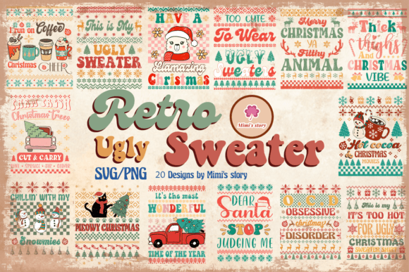 20个复古圣诞节印染图案套装PNG/SVG矢量素材 图片素材 第2张