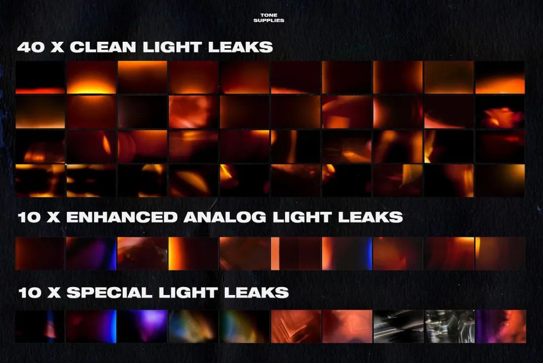 TONE SUPPLIES 60个复古电影专业漏光模拟手工制作专业叠加图片素材 60 Retro Analog Light Leak Overlays 图片素材 第3张