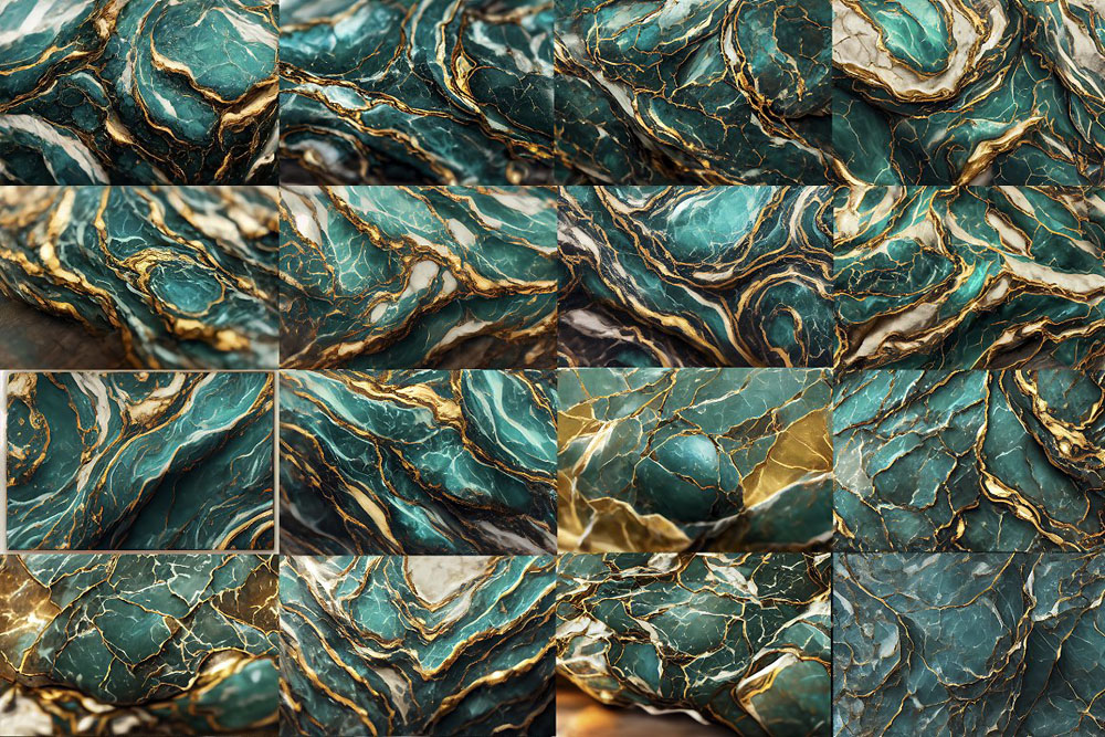 17款裂纹层次感蓝绿色和金色大理石纹理JPG高清背景 图片素材 第4张