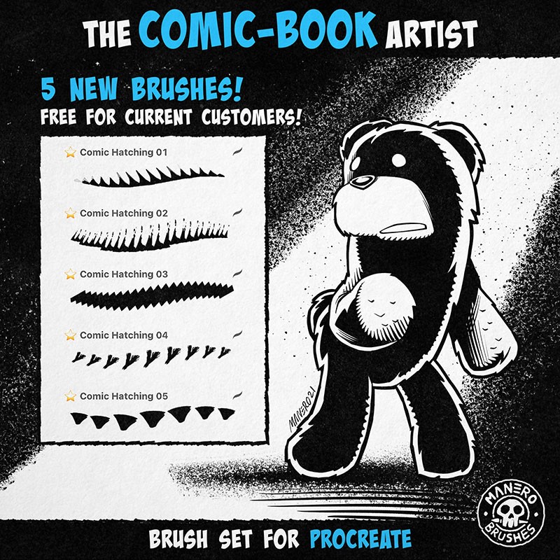 50个漫画素描阴影效果Procreate笔刷套装 笔刷资源 第5张