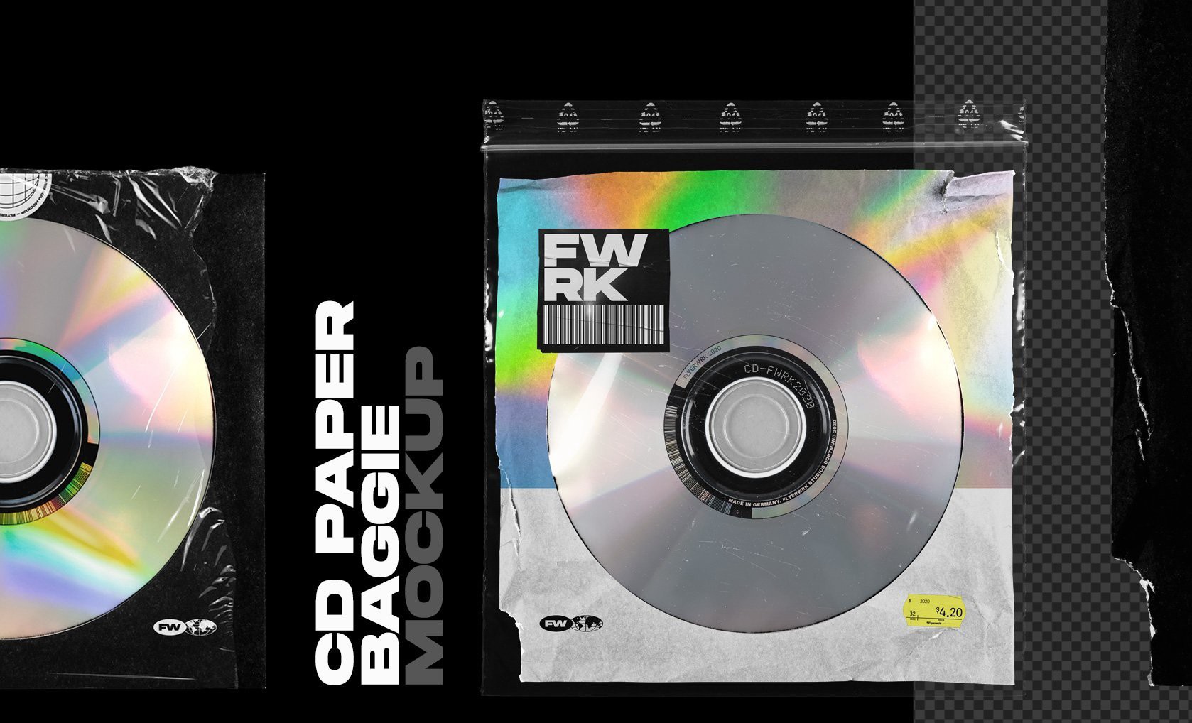 Flyerwrk 现代CD套样机塑料袋样机贴纸专辑封面光盘标签样机透明CD盒 CD Mockup Bundle 样机素材 第10张