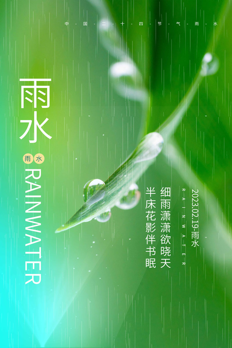 43款24节气雨水春天节日宣传海报模板PSD设计素材 设计素材 第1张
