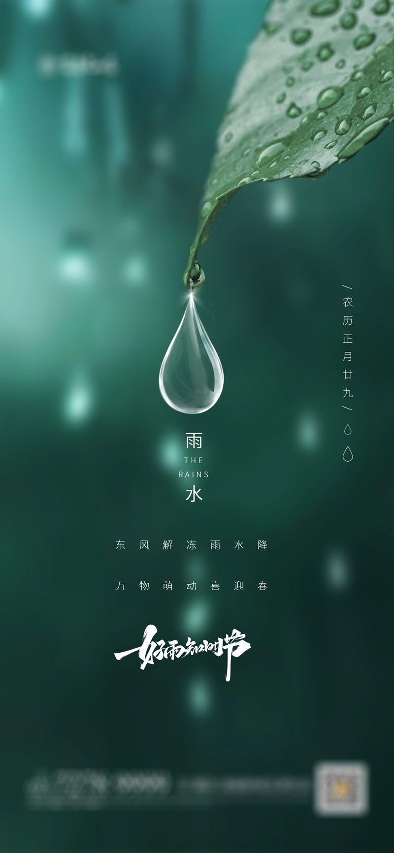 43款24节气雨水春天节日宣传海报模板PSD设计素材 设计素材 第4张