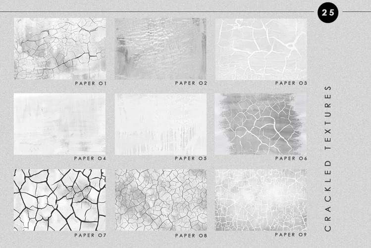 25个抽象黑白灰色石头裂纹纸颗粒状纸纹理背景素材 图片素材 第2张