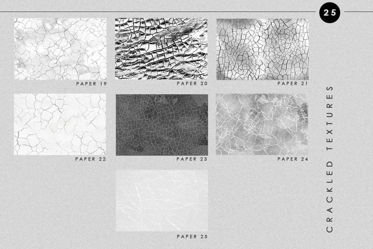 25个抽象黑白灰色石头裂纹纸颗粒状纸纹理背景素材 图片素材 第6张