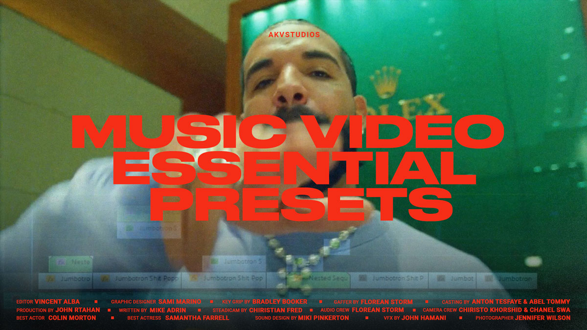 AKVStudios 75个创意嘻哈风格鱼眼夜视定格旋转镜头刻录音乐视频PR预设效果 Music Video Essential Presets 插件预设 第1张
