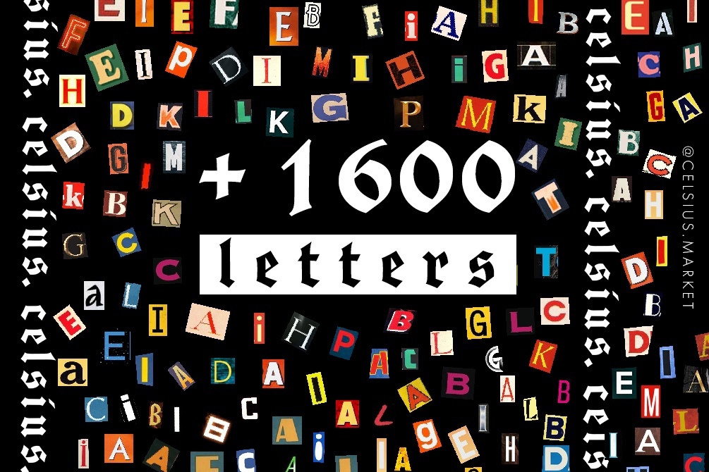 1600个复古剪纸英文字母符号剪报拼贴画psd分层素材 图片素材 第1张