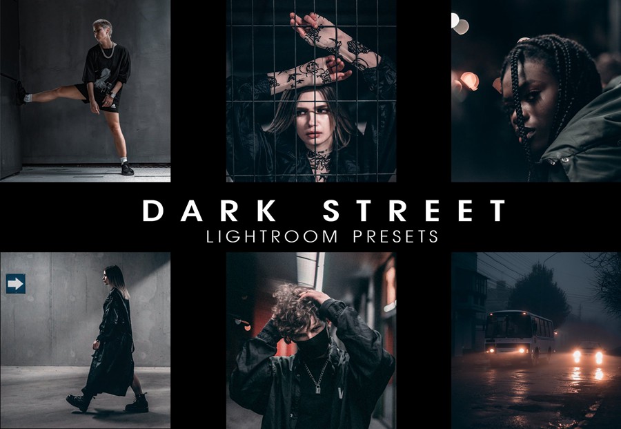 黑金深色风格夜间城市街道街拍酷炫Lightroom预设+DNG预设 插件预设 第1张