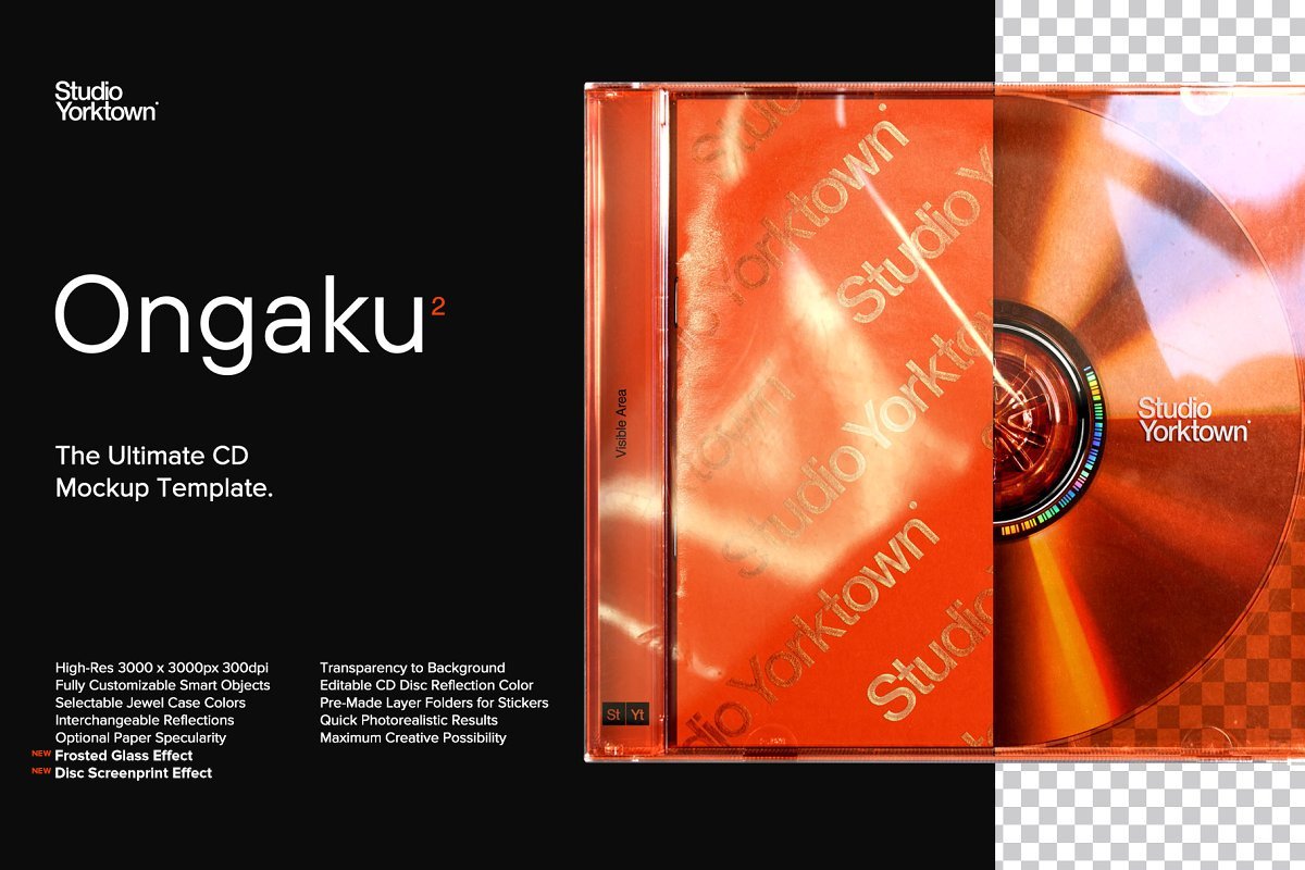 Ongaku – 终极CD唱片包装封面样机PSD模板 样机素材 第1张