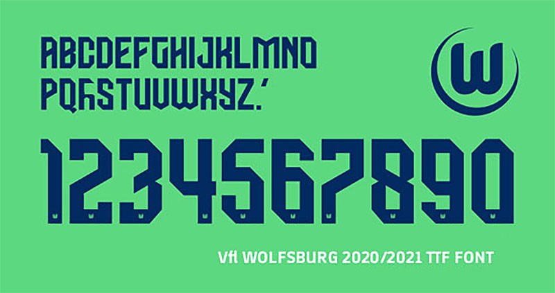 沃尔夫斯堡 2021-2022 球衣字体下载 设计素材 第1张
