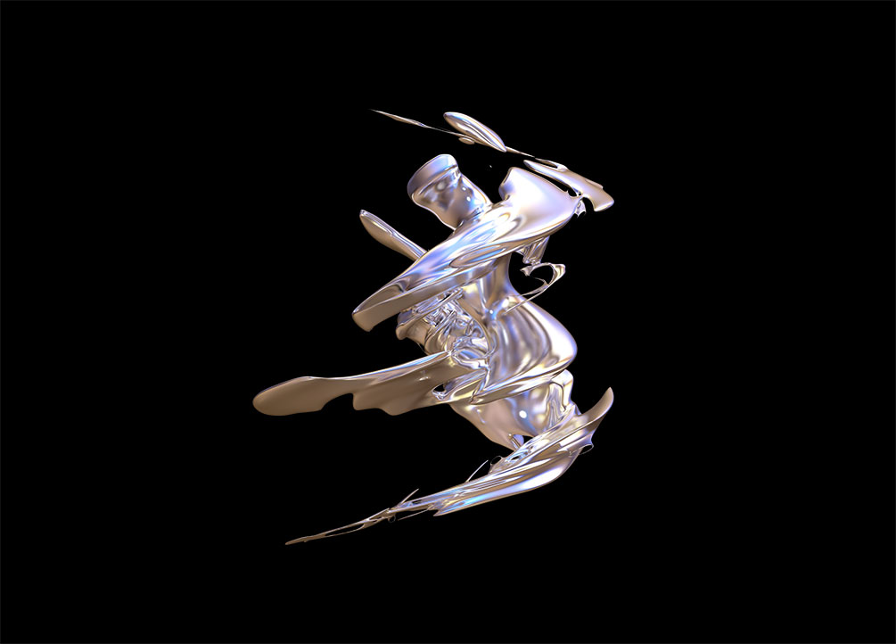 新潮酸性抽象异型科幻金属3D有机铬形状PNG素材 图片素材 第3张