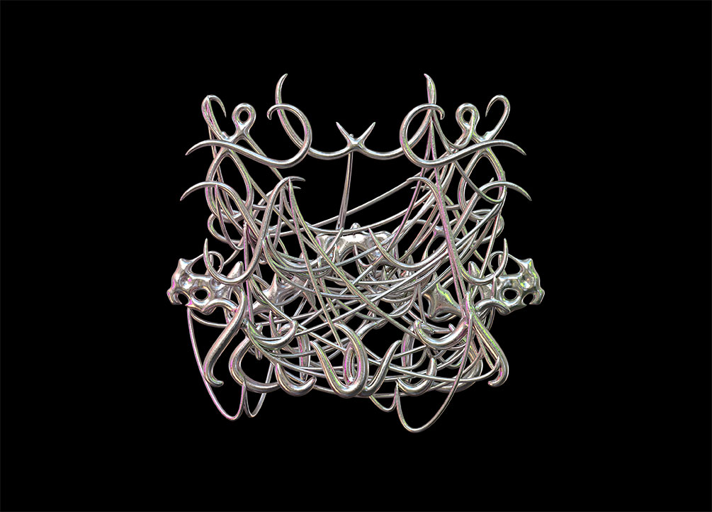 新潮酸性抽象异型科幻金属3D有机铬形状PNG素材 图片素材 第6张