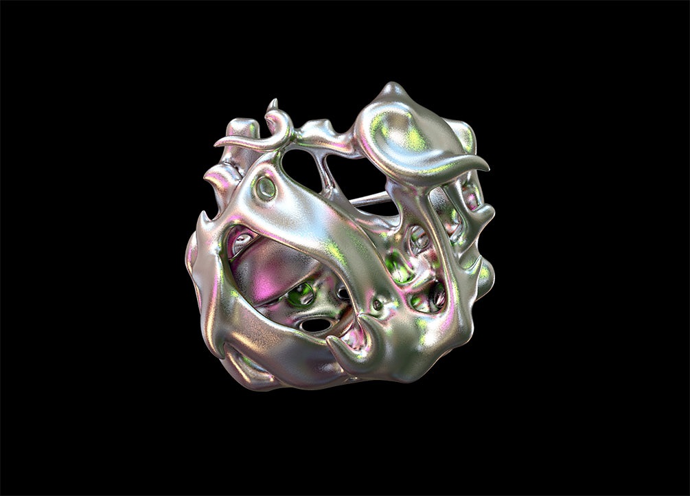 新潮酸性抽象异型科幻金属3D有机铬形状PNG素材 图片素材 第7张