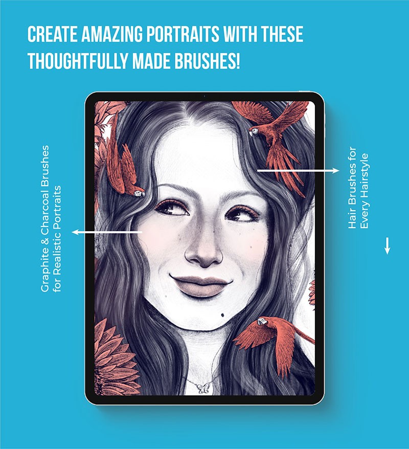 Procreate专业人物肖像绘画笔刷套装 APP UI 第2张