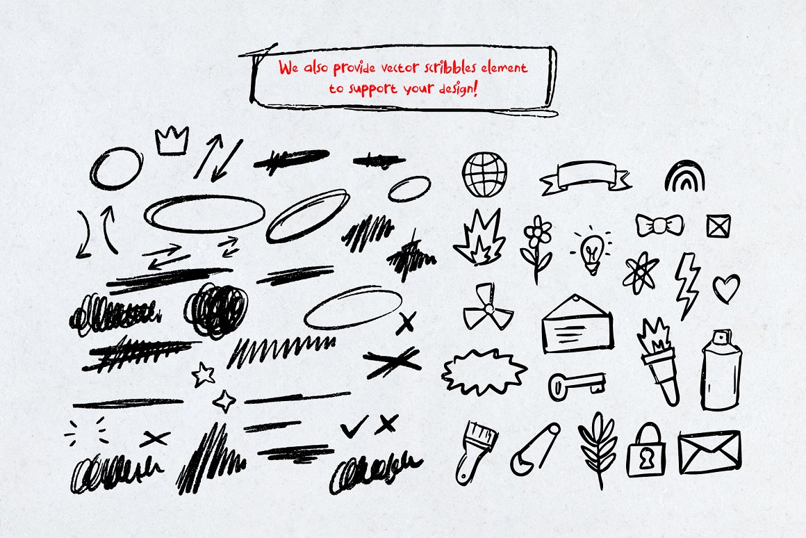 英文字体：童趣可爱手写马克笔真实笔迹模拟涂改艺术涂鸦英文字体设计素材 设计素材 第8张