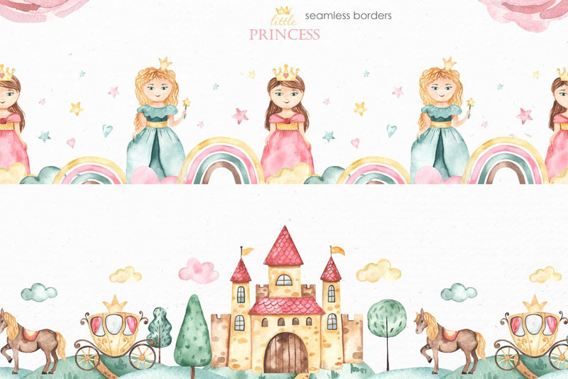 儿童水彩童话卡通公主城堡元素PSD/PNG免抠图 图片素材 第6张