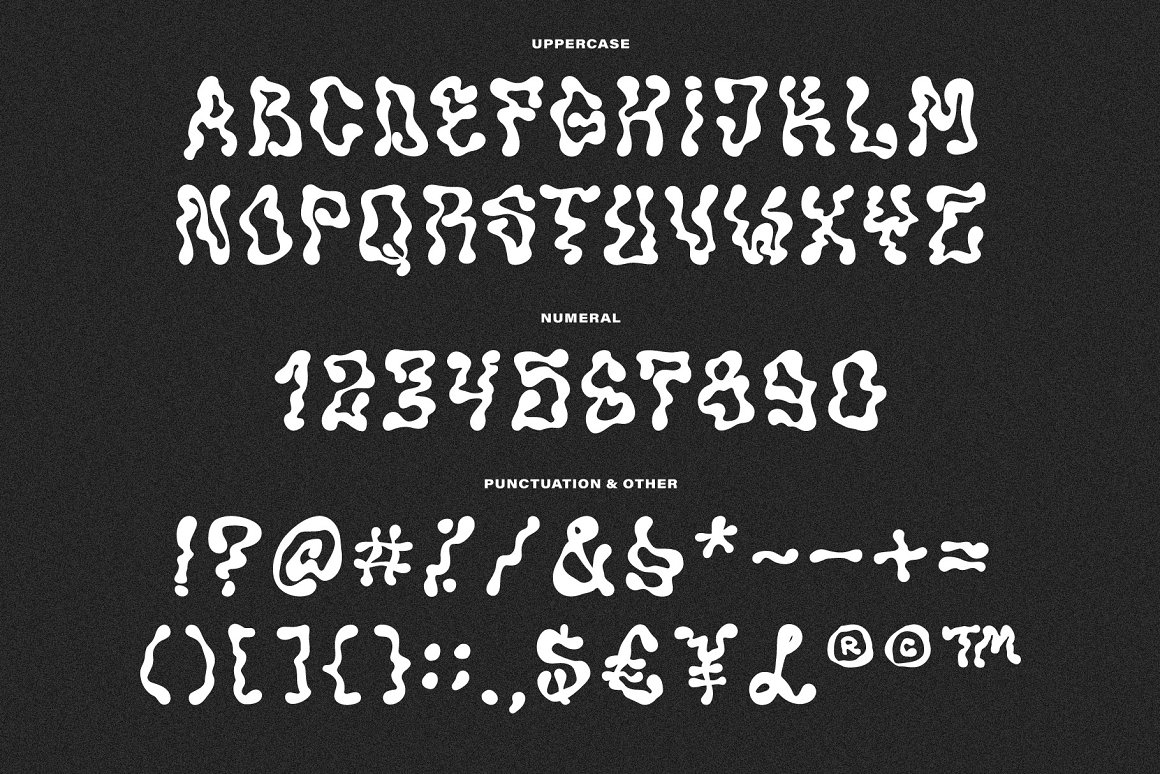 英文字体：复古手绘时髦扭曲Y2K美学时尚海报传单印刷品字体包 Psymorph - Trippy Display Font 设计素材 第6张
