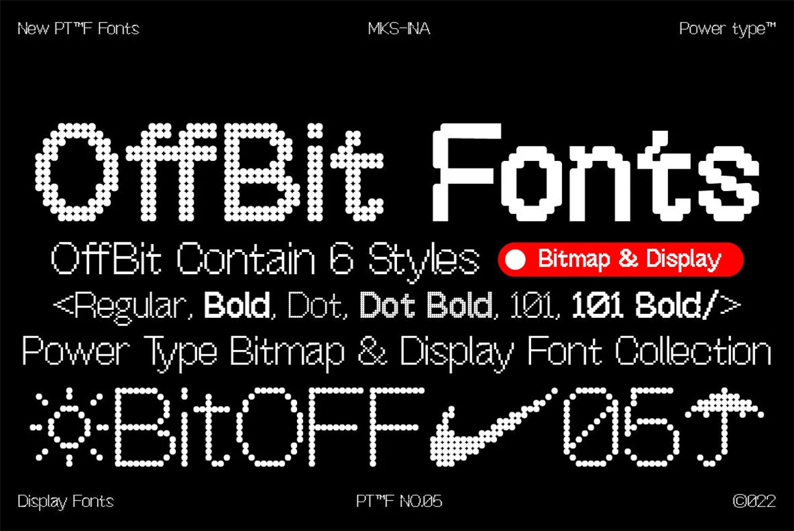 英文字体：暗黑复古8it现代像素风格海报标题服装包装设计英文字体 OffBit Typeface 设计素材 第4张