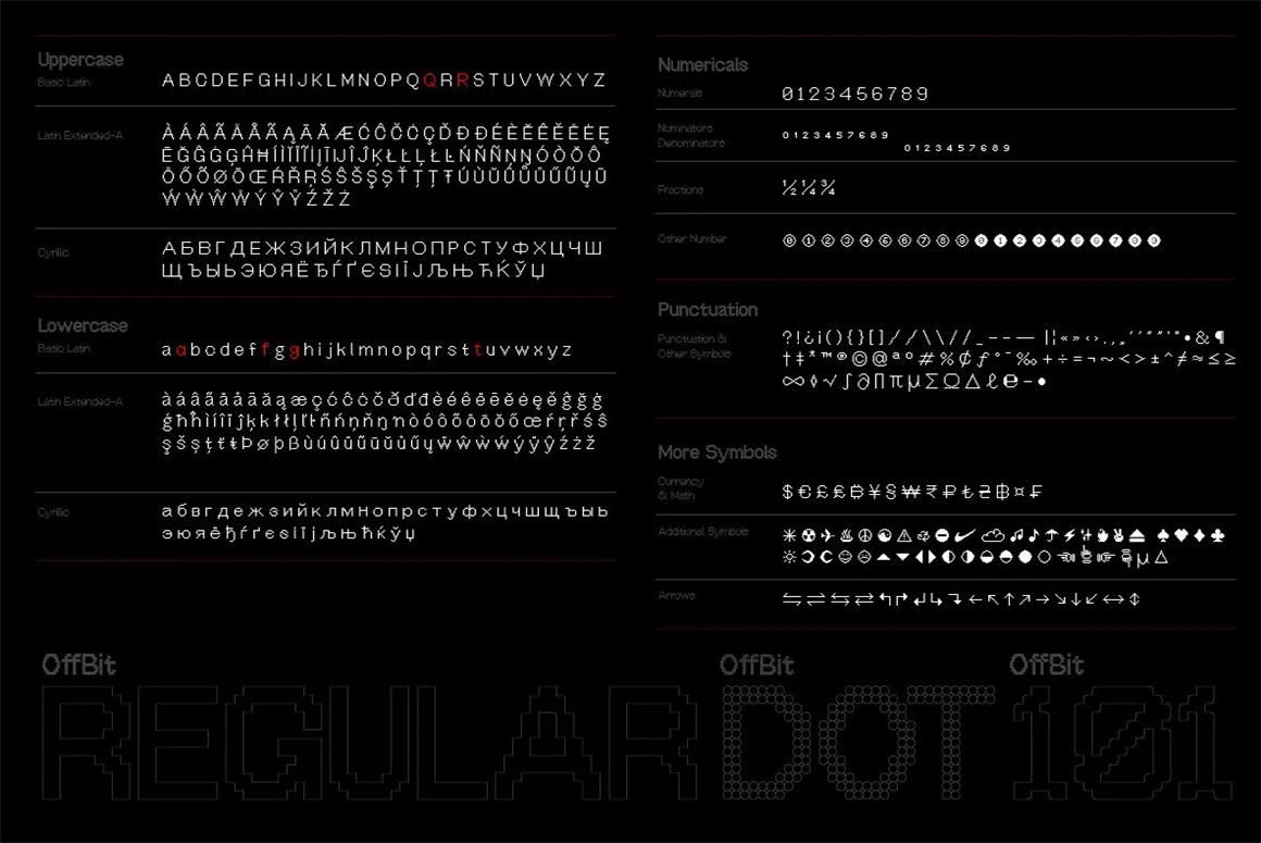 英文字体：暗黑复古8it现代像素风格海报标题服装包装设计英文字体 OffBit Typeface 设计素材 第6张