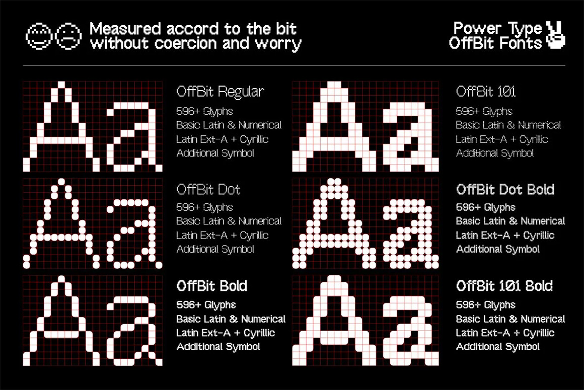 英文字体：暗黑复古8it现代像素风格海报标题服装包装设计英文字体 OffBit Typeface 设计素材 第8张