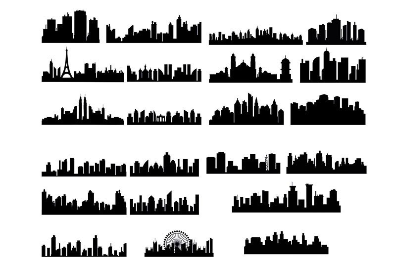 112个城市景观剪影轮廓Procreate笔刷 , 第3张