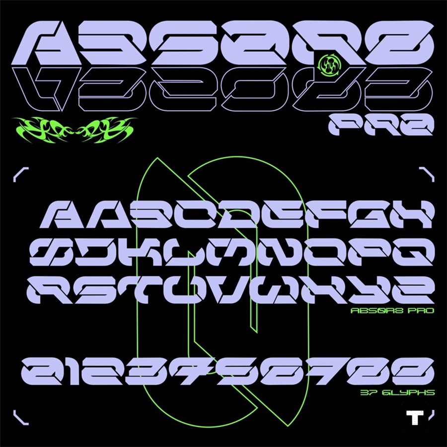 英文字体：赛博未来科技科幻机能艺术抽象海报标题排版装饰字体 ABS0R8 – PRO-Studio Innate 设计素材 第1张