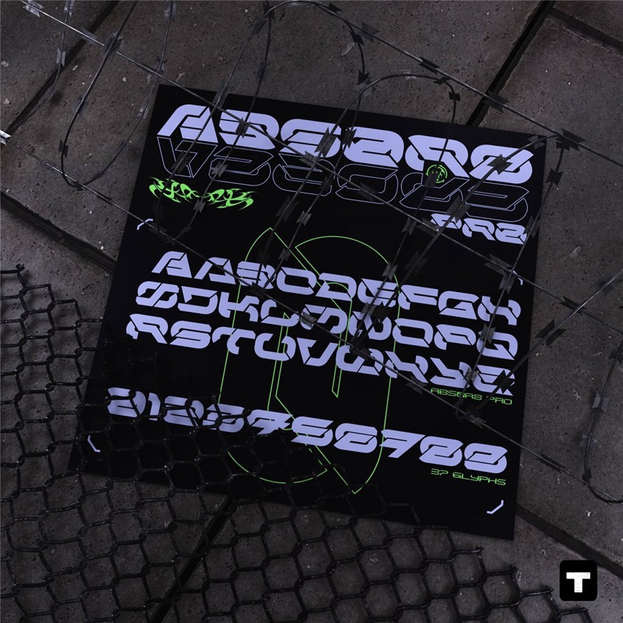 英文字体：赛博未来科技科幻机能艺术抽象海报标题排版装饰字体 ABS0R8 – PRO-Studio Innate 设计素材 第2张