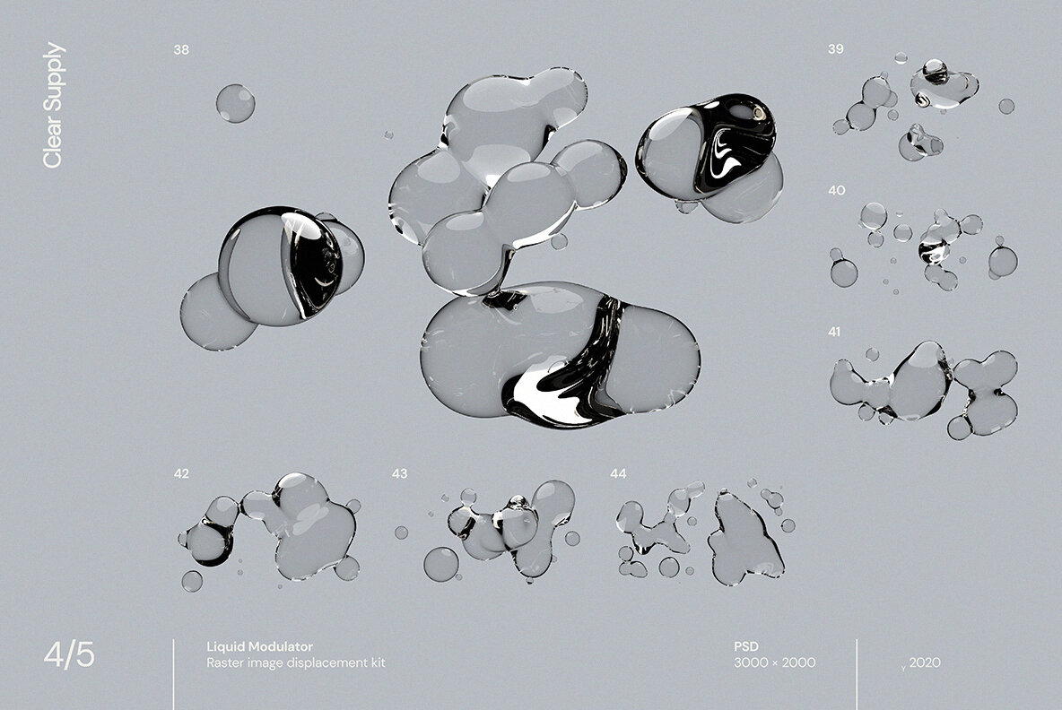 60款日系透明水滴极简液体气泡水珠空气感海报创意PNG合成素材 图片素材 第4张