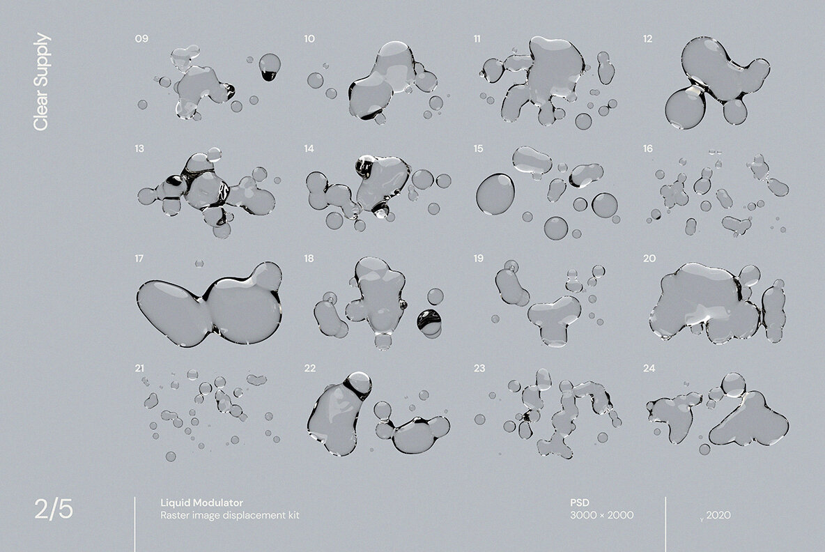60款日系透明水滴极简液体气泡水珠空气感海报创意PNG合成素材 图片素材 第6张