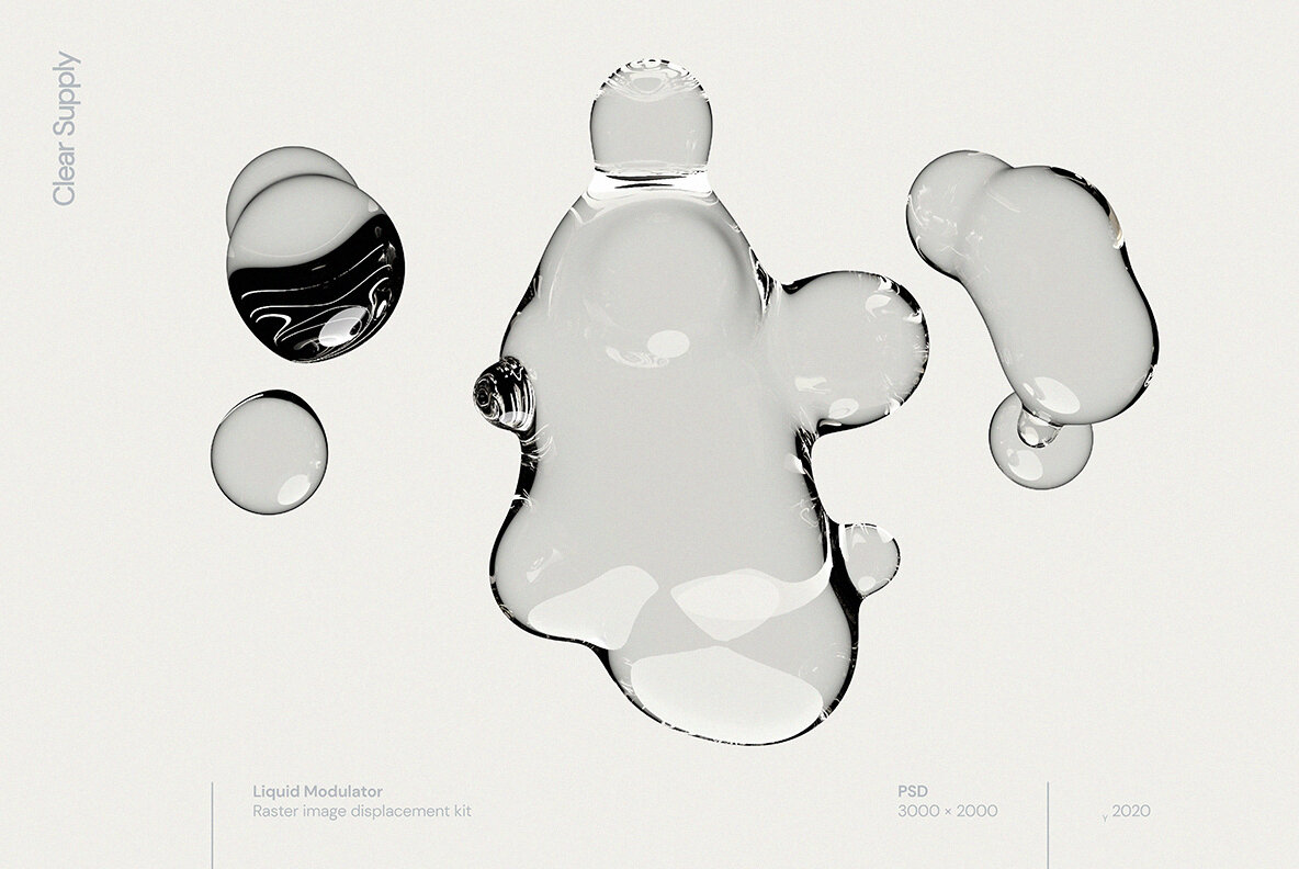 60款日系透明水滴极简液体气泡水珠空气感海报创意PNG合成素材 图片素材 第8张