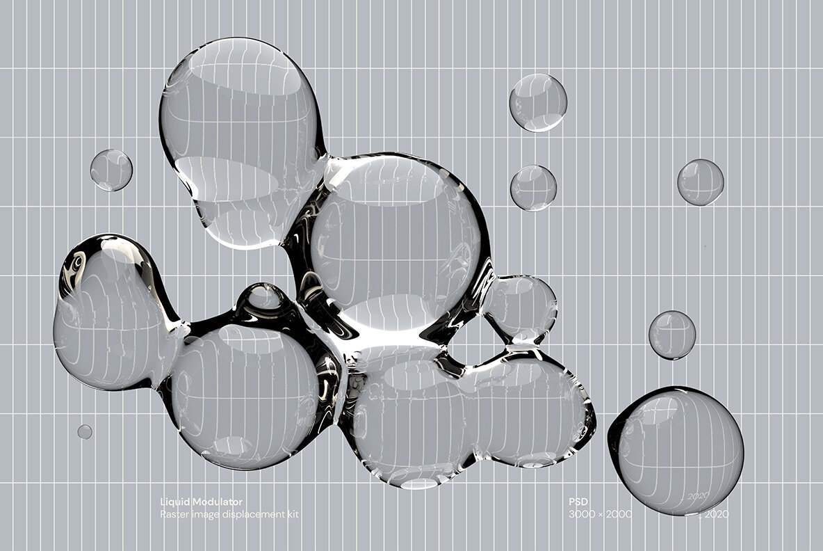 60款日系透明水滴极简液体气泡水珠空气感海报创意PNG合成素材 图片素材 第11张