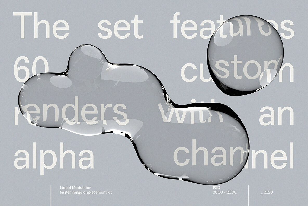 60款日系透明水滴极简液体气泡水珠空气感海报创意PNG合成素材 图片素材 第12张