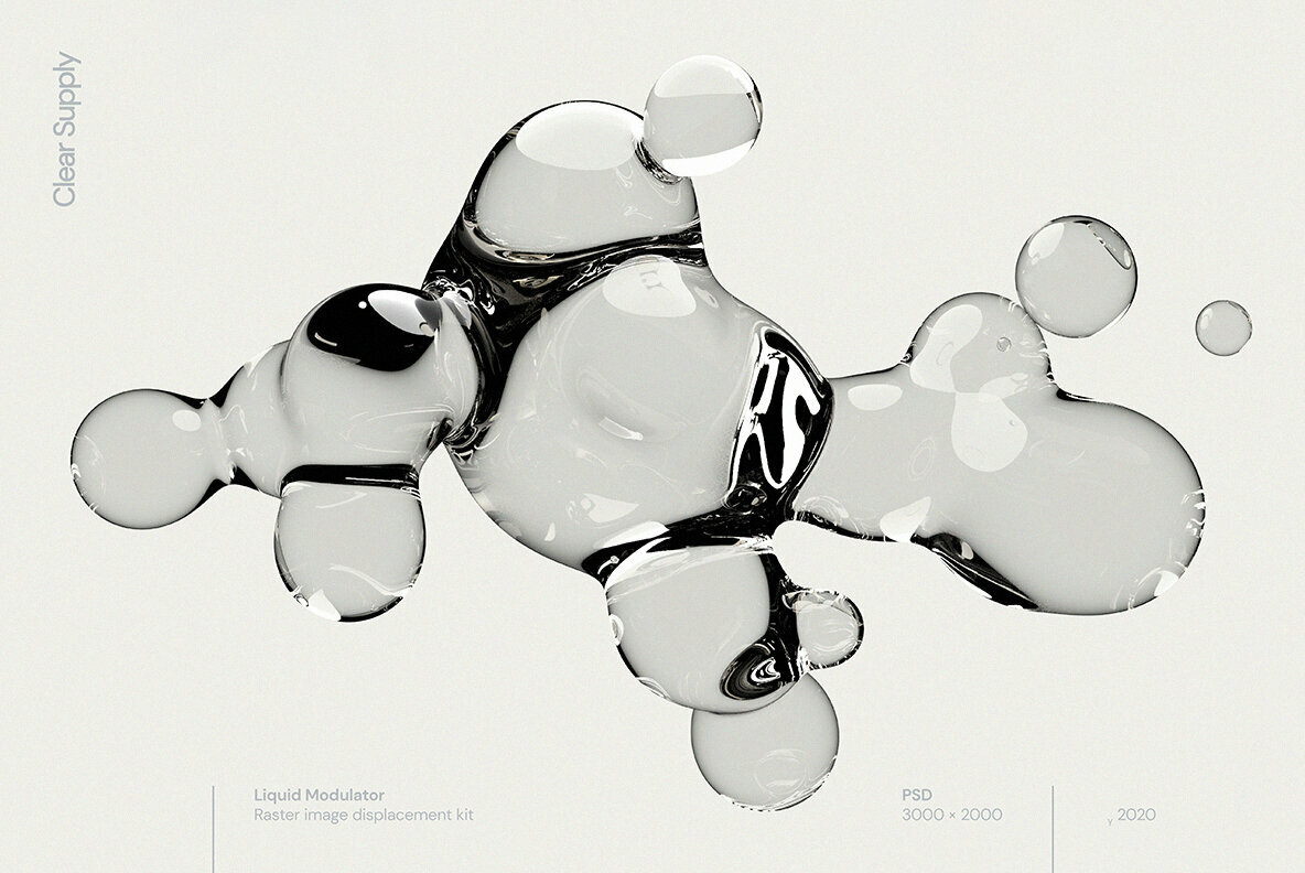 60款日系透明水滴极简液体气泡水珠空气感海报创意PNG合成素材 图片素材 第13张