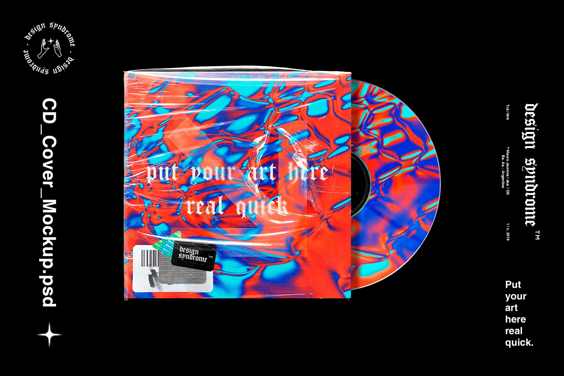 设计综合症：超酷艺术感做旧划痕塑料光盘CD唱片包装纹理+PSD样机 样机素材 第1张