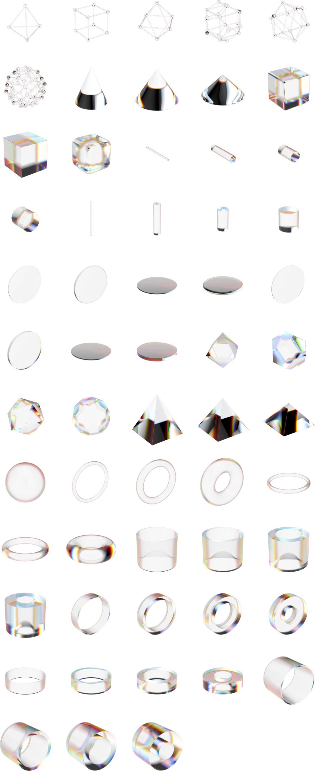 潮流酸性立体虹彩透明玻璃反射水晶棱镜方块晶体PNG免扣设计素材 图片素材 第2张