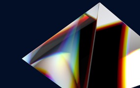潮流酸性立体虹彩透明玻璃反射水晶棱镜方块晶体PNG免扣设计素材