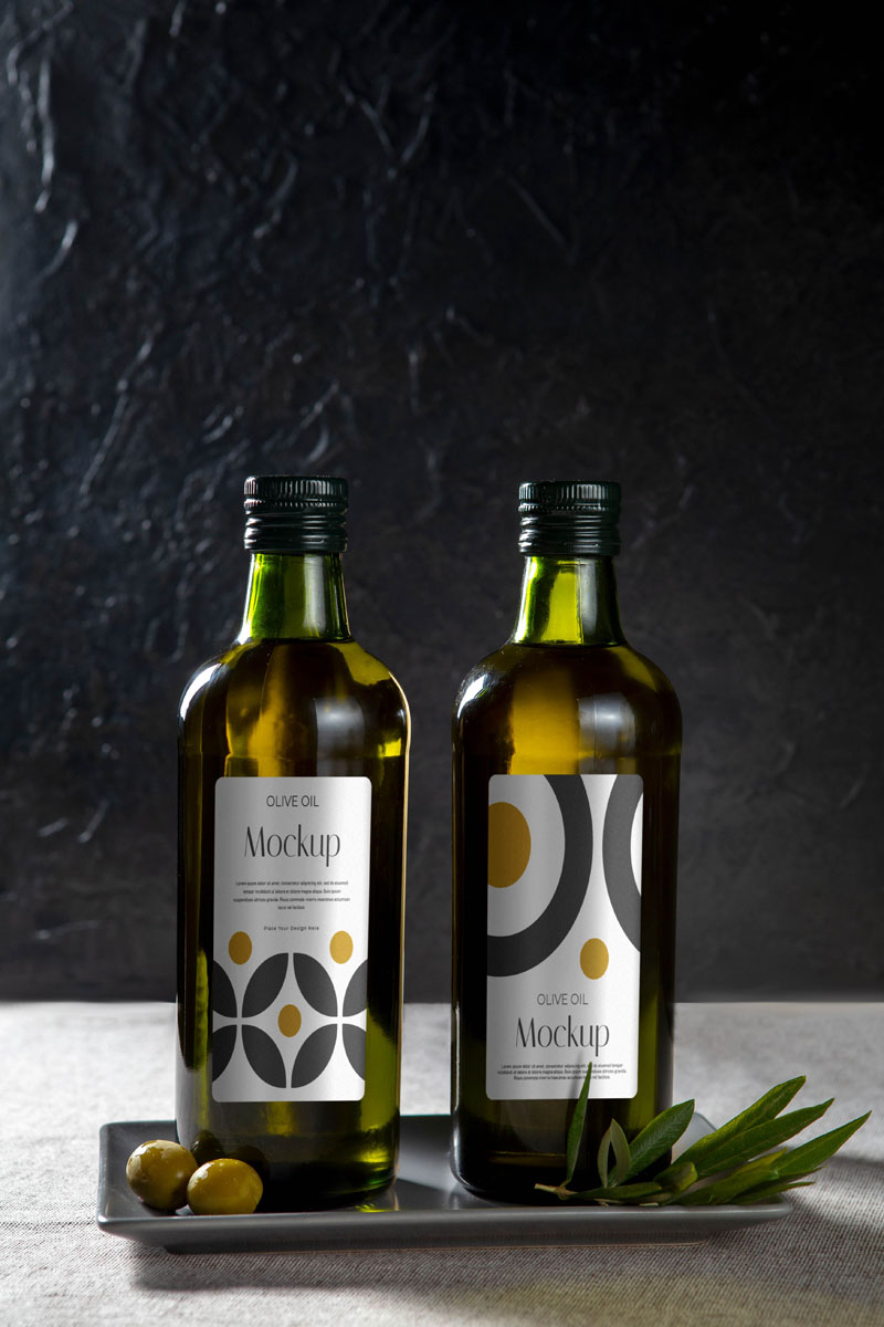 7款植物橄榄油调味油玻璃瓶包装PSD样机素材 样机素材 第2张