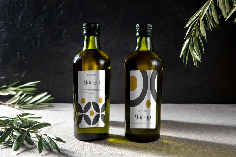 7款植物橄榄油调味油玻璃瓶包装PSD样机素材 样机素材 第4张