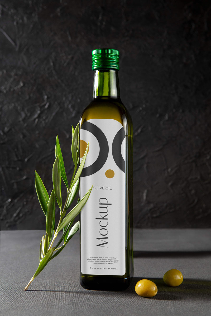 7款植物橄榄油调味油玻璃瓶包装PSD样机素材 样机素材 第6张