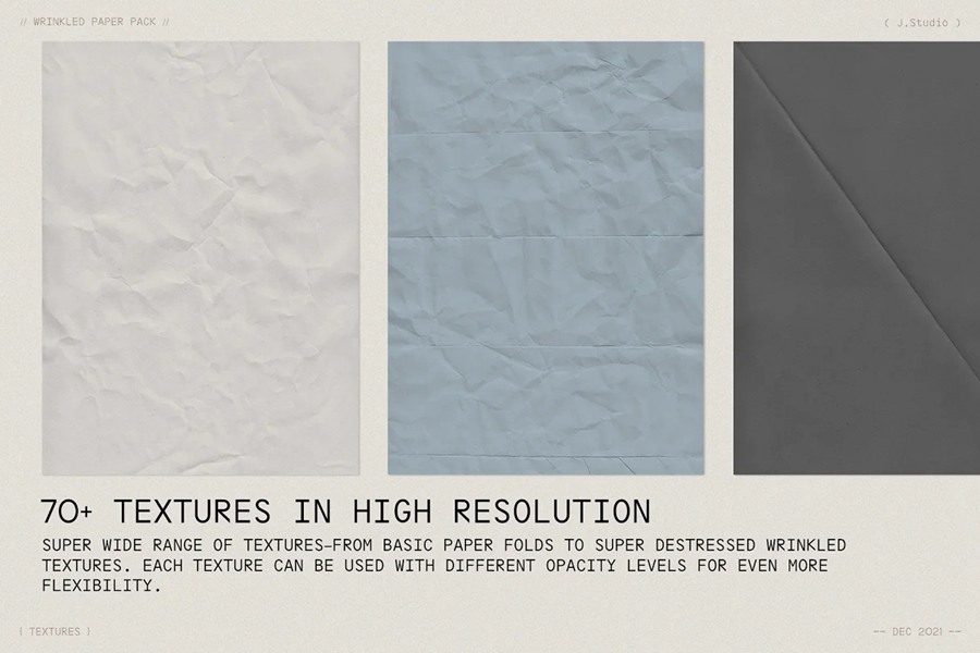 80款高清复古褶皱折痕纸张肌理纹理材质贴图背景图片设计素材 Wrinkled Paper Pack – 70+ PNG Files , 第3张