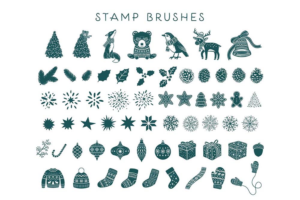 100个圣诞节卡通图案纹理Procreate笔刷 , 第5张