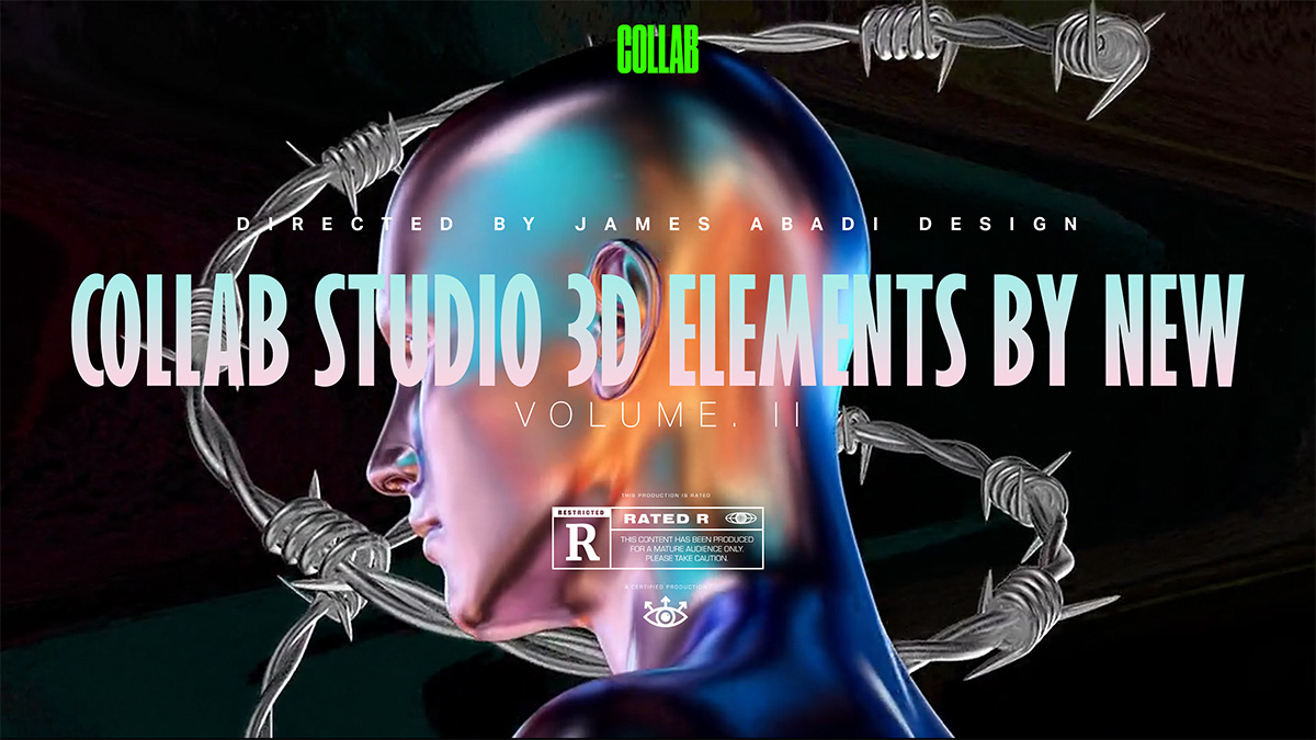 COLLAB STUDIO 36+新潮全息酸性艺术感抽象3D金属渐变物料元素视频素材 3D ELEMENTS 影视音频 第1张