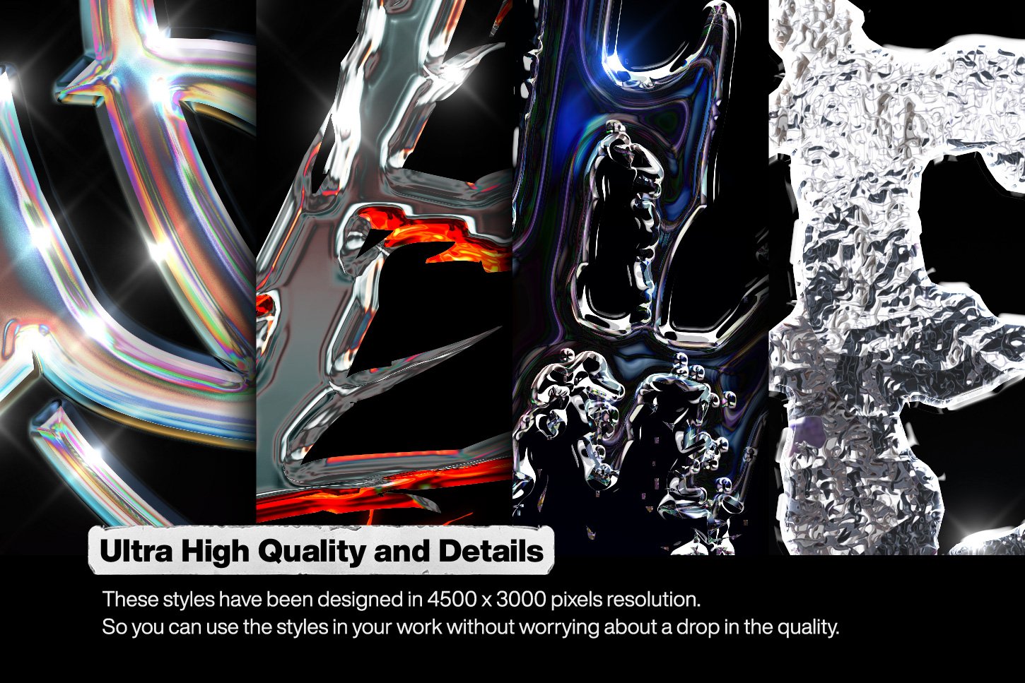 Chrome 10个新潮金属酸性镀铬风格设计PSD图层样式 Pack 03 图片素材 第2张