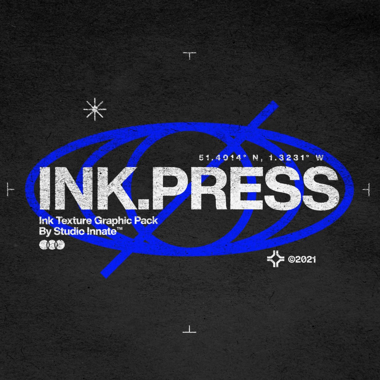 潮流复古粗糙做旧沙砾油墨纹理标题Logo图形处理特效PS样机模板 Studio Innate – Ink Press , 第1张