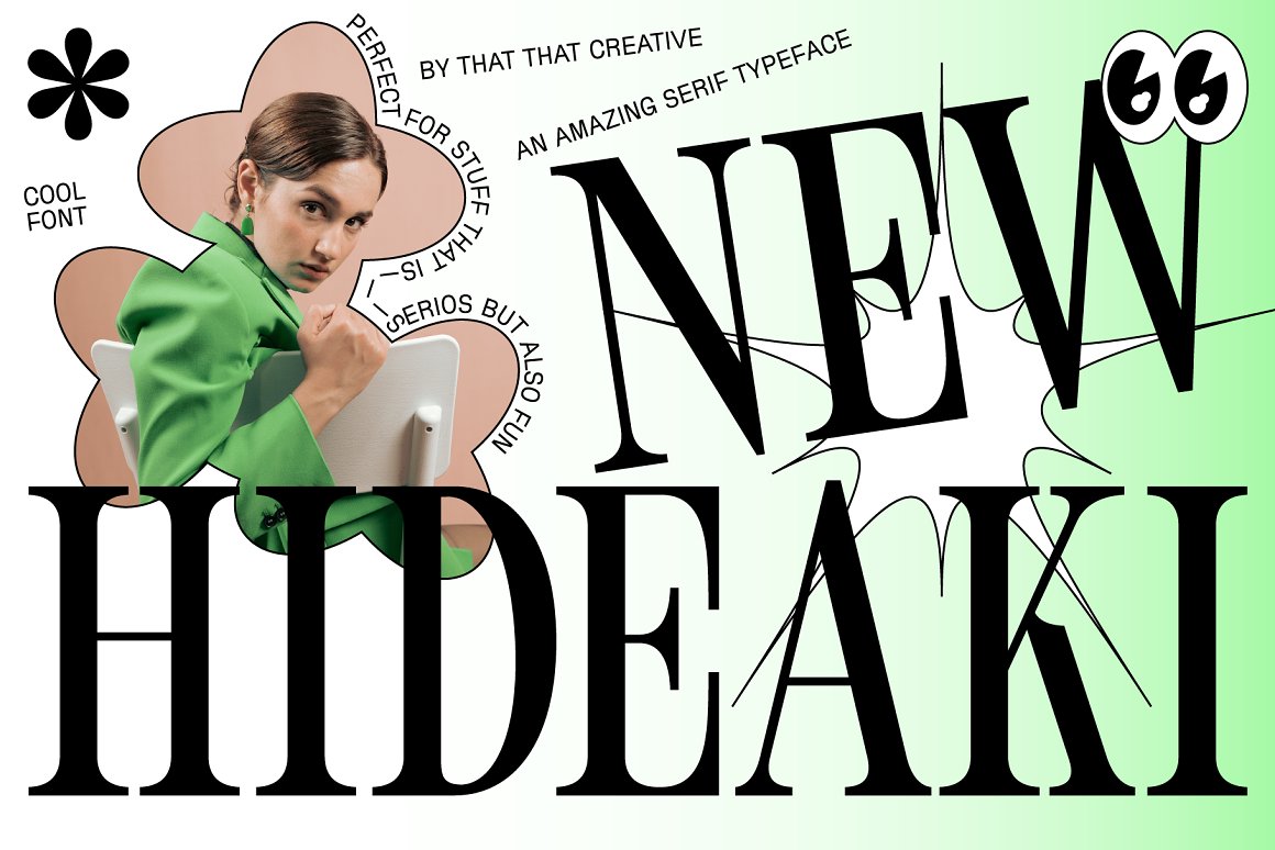 英文字体：时尚现代个性紧凑浓缩现代杂志海报视频品牌衬线字体 Hideaki Condensed Display Serif 设计素材 第1张