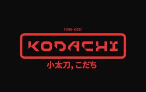 英文字体：硬朗日系太刀风格标题海报封面英文字体 Kodachi